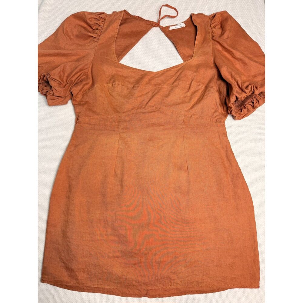 Amalie 100% Linen Puff Sleeve Mini Dress|US 16 brunch curvy plus size party